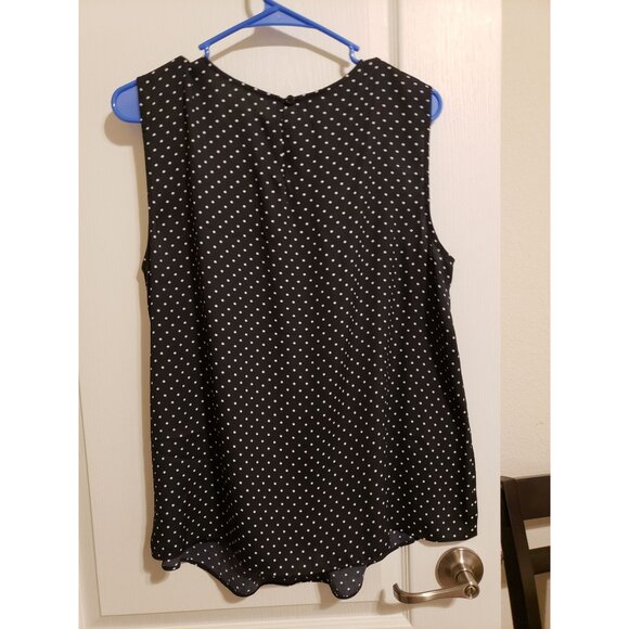 Jones New York black and white polka dot, sleeveless top, Abby Shell, size 14W - Picture 7 of 8